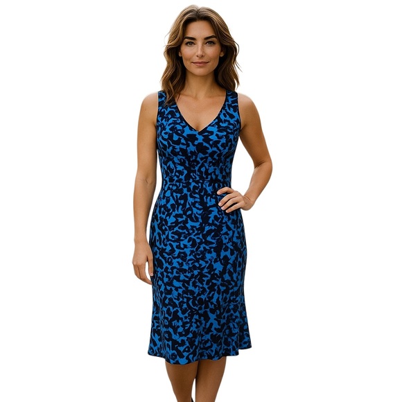 Laura Ashley Dresses & Skirts - Vintage Laura Ashley Blue V Neck Sleeveless Velvet Floral Overlay Dress -  6